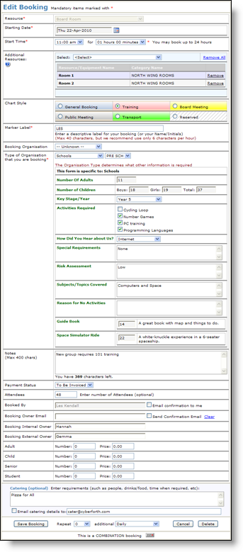 Complex Room Booking Form